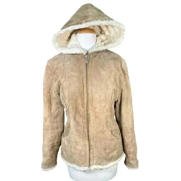 MULBERRY STREET Vintage 90s Leather Jacket with Teddy Lining SZ Small Tan - Picture 1 of 16